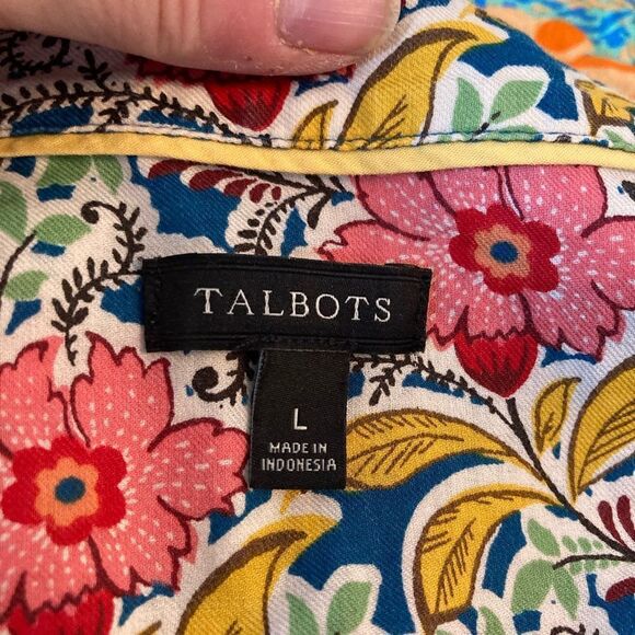Talbots NWOT English floral cotton tunic w/ convertible sleeves long to elbow - Picture 8 of 9